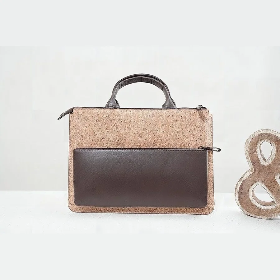 Jet Case Brown Laptop Bag: natural cork bags & carry for corporate gifting
