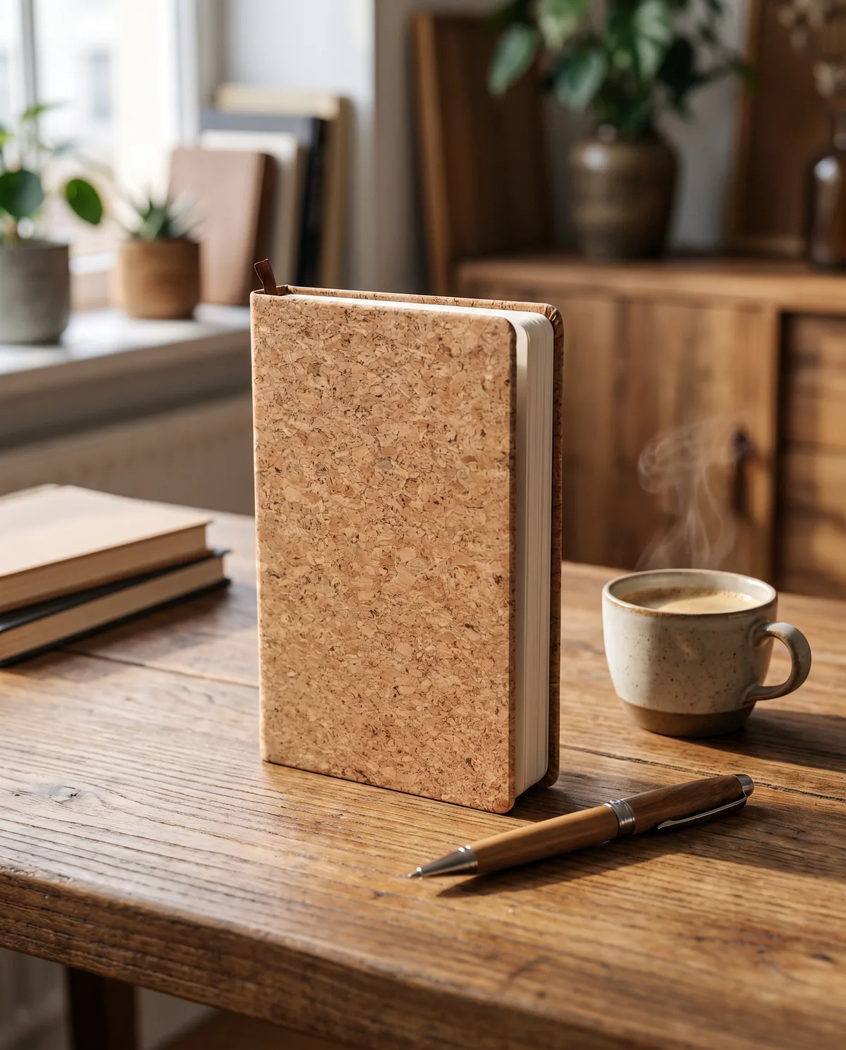 Fabric Diary — cork diaries in use
